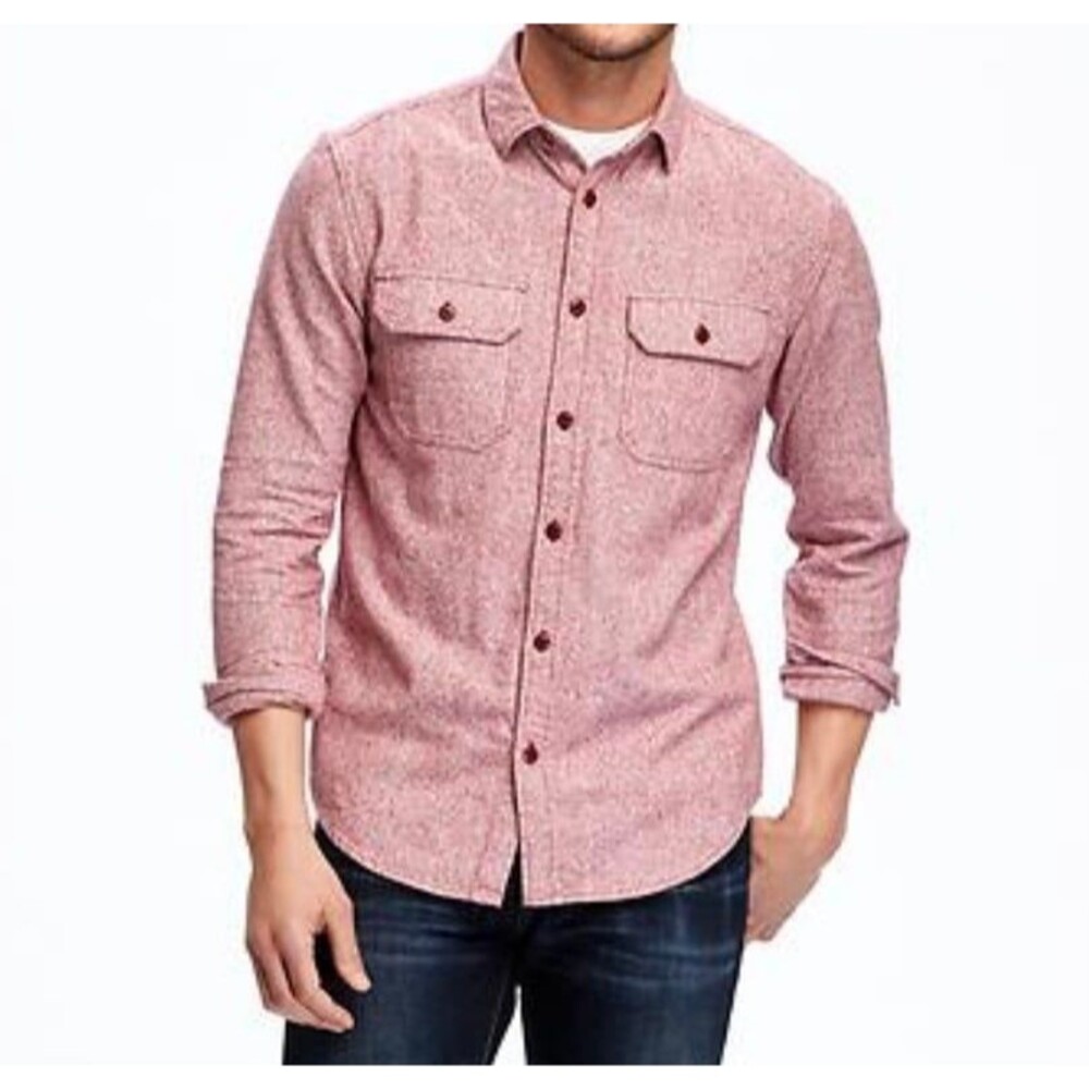 Old Navy Men's Regular-Fit Marled Shirt Jacket Size M Robbie Red